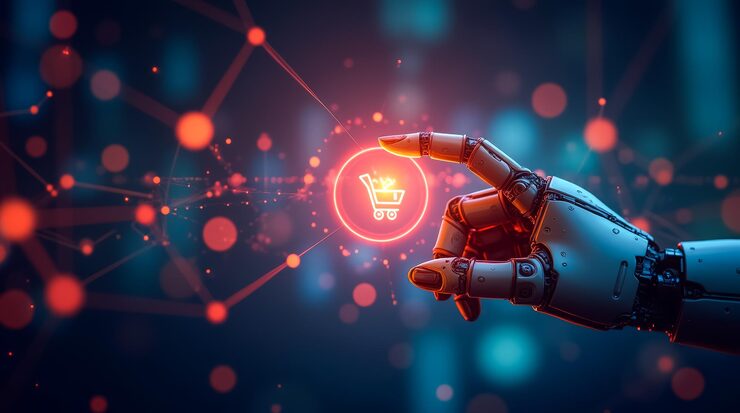 Mano robótica con carrito de compras digital · Sales Automation and CRM B2B · Compartamos Redes